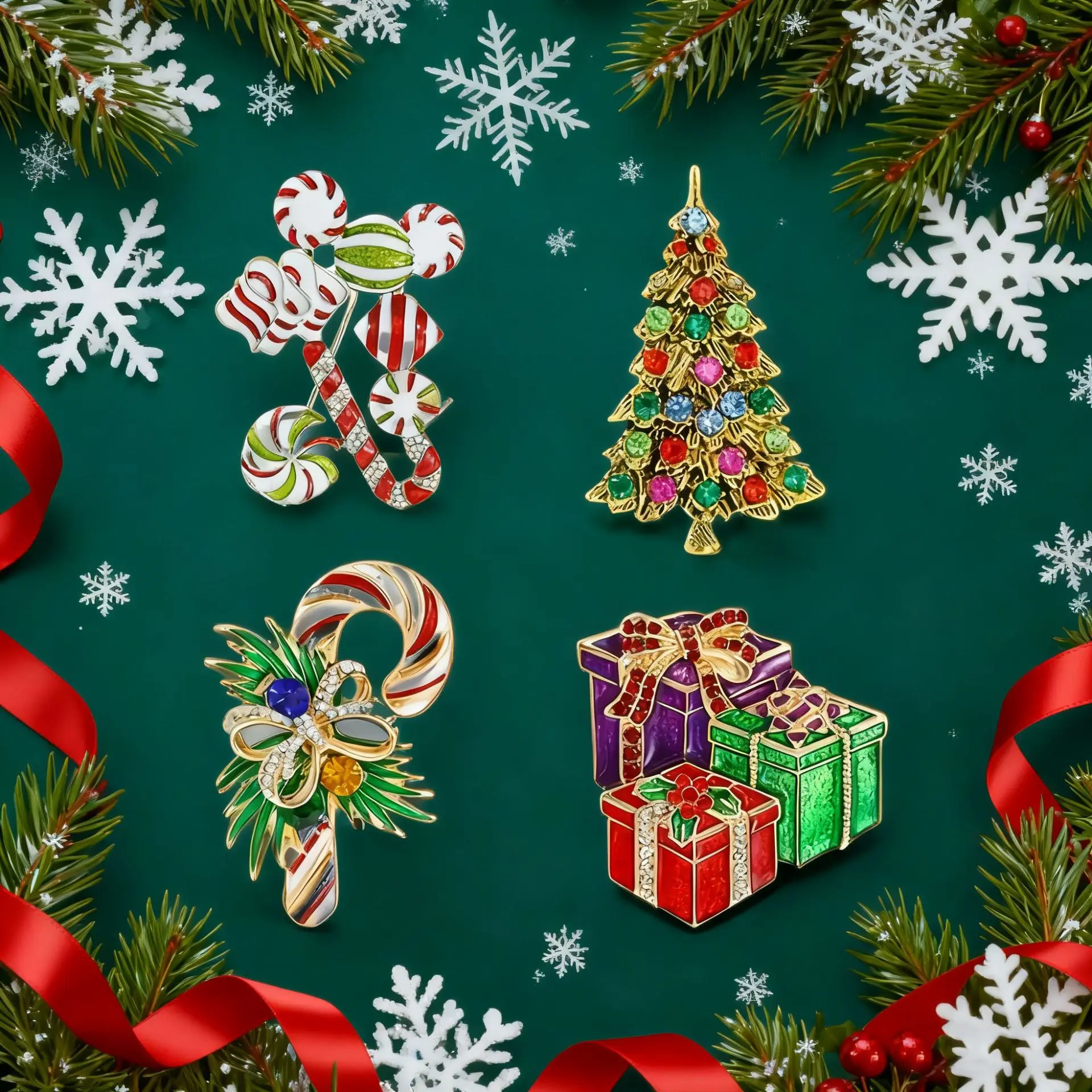 2025 New Christmas Magic Combination Series Brooch Santa Badge Reindeer Christmas Brooch Trendy Christmas Pin Collection Combo Brooch Set Santa Fashionable Pin