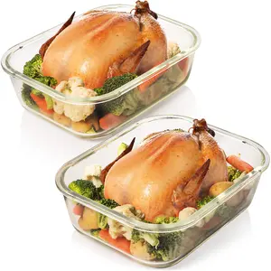 Razab 10 Cups/80 Oz Glass Containers (Set of 2) with Airtight Lids - BPA-Free, Leak-Proof, Microwave, Freezer, Oven & Dishwasher Safe.