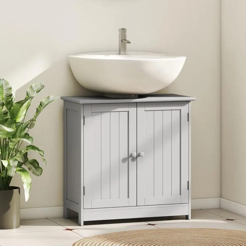 Bathroom Vanity Cabinet Under Sink with 2 Doors Adjustable Shelf Light Gray U-Shape Design 23.5" L x 11.75" W x 23.5" H Space-Saving Storage