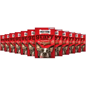 Milk-Bone Gravy Bones Dog Treats with Savory Meat Flavors, 19 Ounce (Pack of 12)