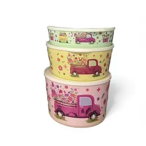 Ilumina Bowls Print Food Containers with Lids - Set of 3 (Large, Medium, Small) - Plastic kitchen storage