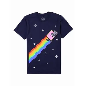 Nyan Cat 8 Bit Night Graphic T Shirt Retro Pixel Meme Tee For Kids Youth And Adults