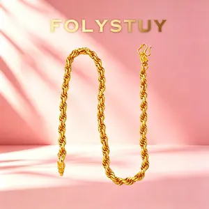 FOLYSTUY (YNY10) Long Chain Link Necklace - 10mm Width, 24.4in (62cm) Length, Shiny Sparkling Long Flexible Metallic Details Miami Link Smooth Metal Costume Jewelry for Daily Wear, Shiny Sparkling Necklaces, Long Flexible Necklaces