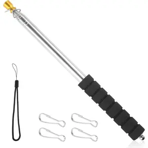 Telescopic Handheld Flagpoles, 9.8ft Telescopic Handheld Flagpoles with Clips Collapsible Black Flag Pole Pointer for Festival Portable Extendable Tour Guide Flag Teaching Pointer Stick
