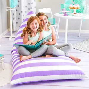 Stuffed Animal Storage Bean Bag Chair Cover - 861.64 L Purple Stripes - Extra-Large Floor Lounger & Toy Organizer - Bean Bag Chairs for Kids - Machine-Washable Canvas