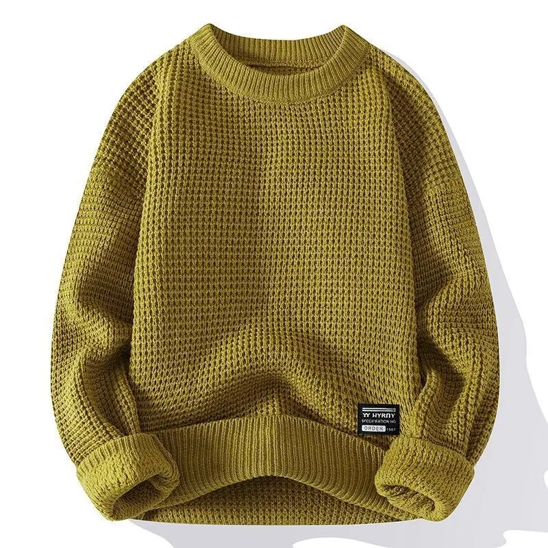 Vintage Quality Men's Sweater with Thick Needle and Round Neck - Menswear, Hoodie