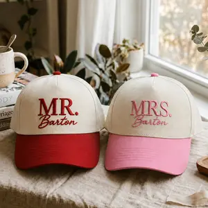 Custom Name MR MRS Baseball Cap, Personalized Hat for Husband and Wife, Matching Couples Gift, Adjustable Name Embroidered Outdoor Cap