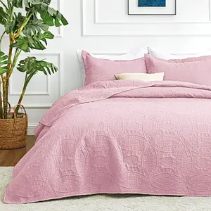 Quilts for Queen Bed Beige Bedspreads Soft Bedding Sets - Summer Lightweight Bedspread Comforter - Coin Pattern Bedding Coverlet for All Season - 3 Pieces (1 Quilt, 2 Pillow Shams)