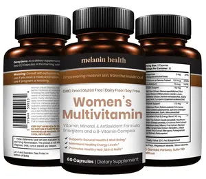 Melanin Health Women's Multivitamin Supplement for Energy, Focus, Mood, Hair, Skin & Nails - Women's Daily Multivitamins A, C, D, E, B12, Zinc, Calcium, and Biotin. Women's Vitamins