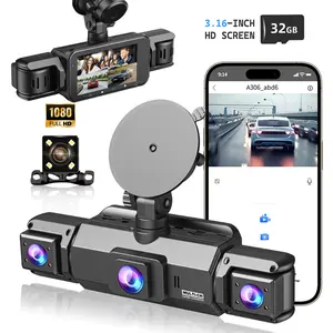 4 Channel  Car Dash Cam,8 IR Lamps WiFi Night Vision 1080P HD DVR  Car  with 32GB Memory Card，Car Video Surveillance with Night Vision，24/7Parking Mode Car DVR Hd Screen Front Rear Left And Right dashcam