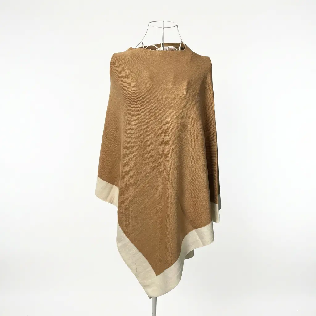 Vselectstudio #13 Solid Color Cape Shawl Wrap Scarf Contrast Border Blanket Shawl Elegant Minimalist Cape Wrap for Women Soft Warm Fall Winter Fashion Shawl Stylish Fashion Accessory for Women Daily Wear Travel Outdoor Outfit