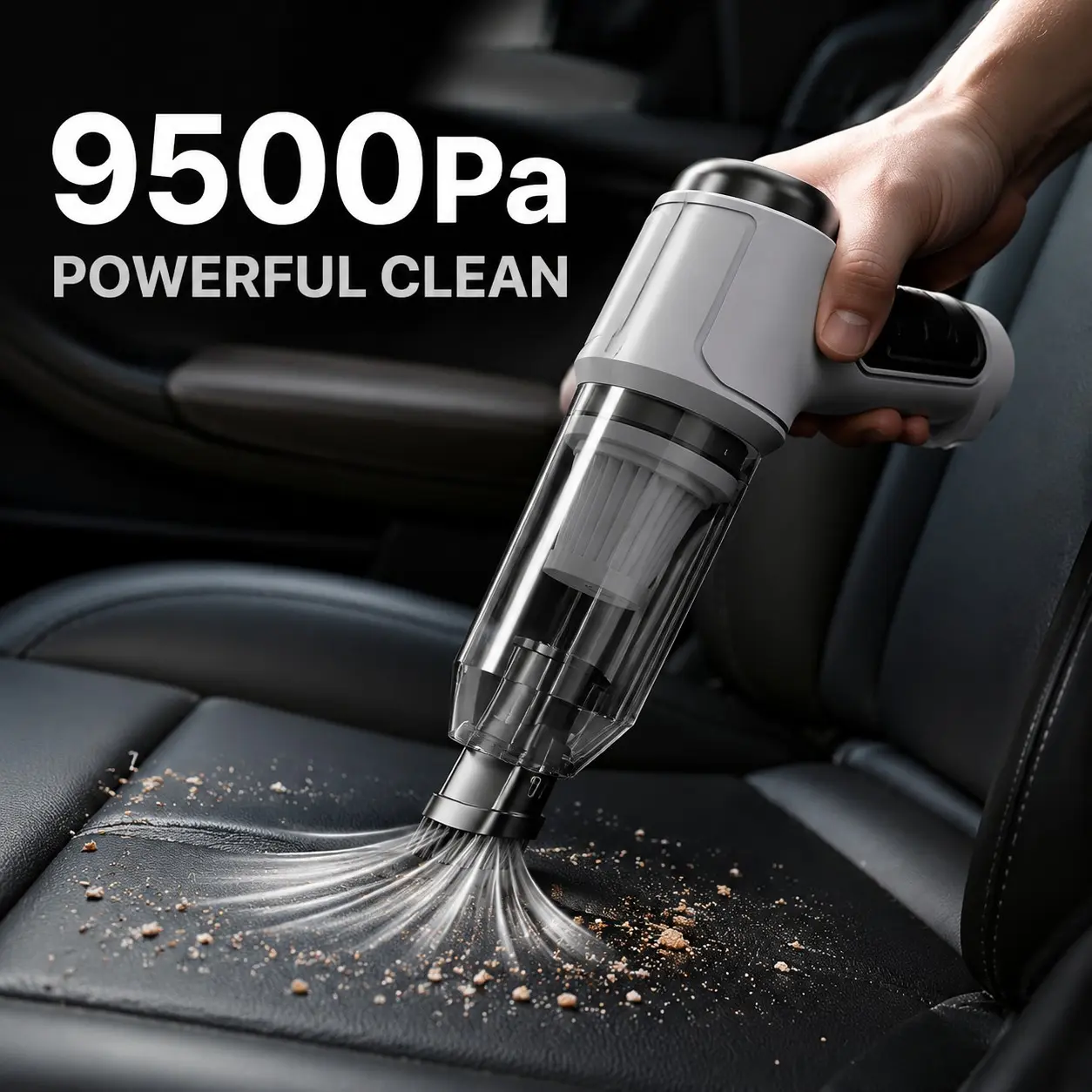 Cordless Handheld Vacuum Cleaner for Car Interior Care - Enhanced Cyclone Suction, High-Performance Wireless Charging, Long-Lasting Battery, Portable for Quick Cleans in Homes, Offices