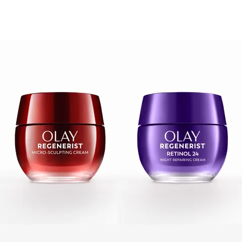 Olay Best Sellers Facial Moisturizer Power Pair Dual Jars - Micro-Sculpting Cream with Hyaluronic Acid, Bright Retinol-Infused Treatment with Vitamin B3, Anti-Aging, 24h Glow, Hydrate 24h, Smoother Skin, Dark Spots Look Calmer for Normal Skin Routine
