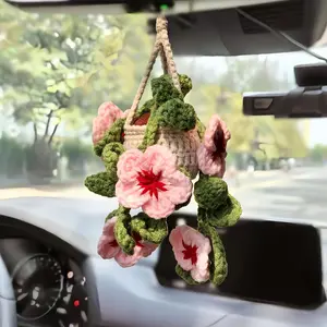 2026 New Girly Cute Strawberry Woven Hanging Basket Finished Product - Car Decor, Cars Accessories, Bag Pendant, Curtain Tie Strap