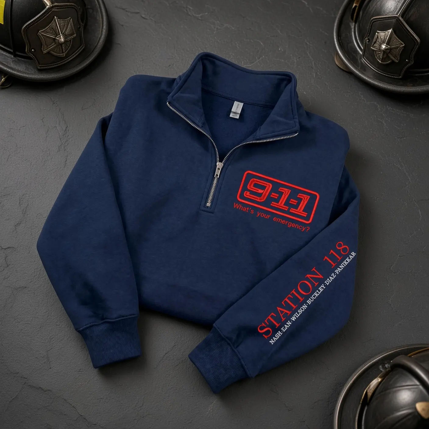 Embroidered 911 - TV Show Fire Department Crewneck Sweatshirt , Cozy Unisex Apparel, Casual Wear, Station 118, 911 Sweater