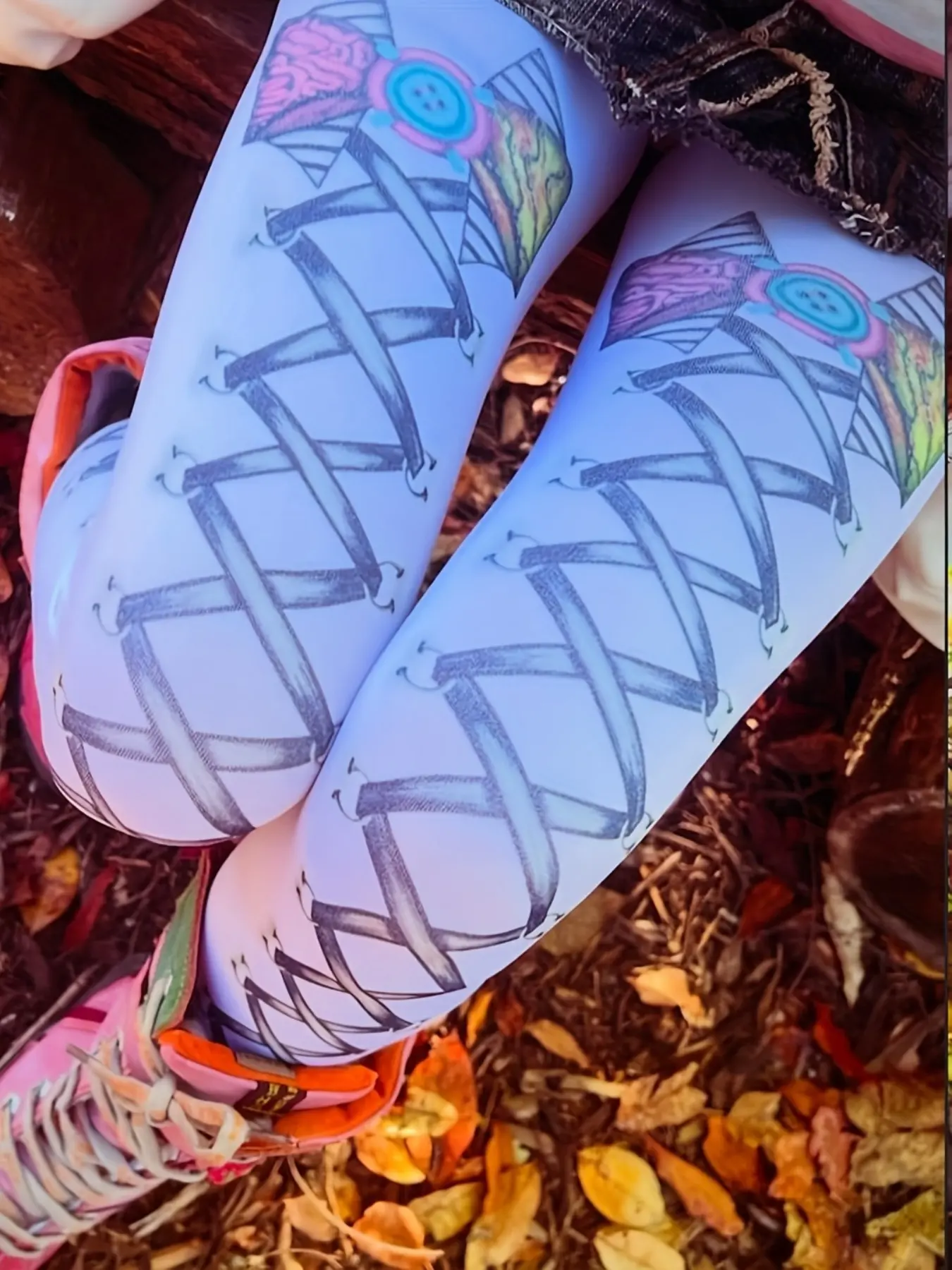Y2K Sweet Spicy Attack! Cartoon Print Stockings, Casual Stylish Socks, Harajuku Street Virtual Fashion, Aesthetic Y2K Style, Perfect for Casual Wear