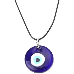 Evil Eye Pendant Necklace Glass Leather Rope Chain Turkish Protect Lucky Necklace for Women Men