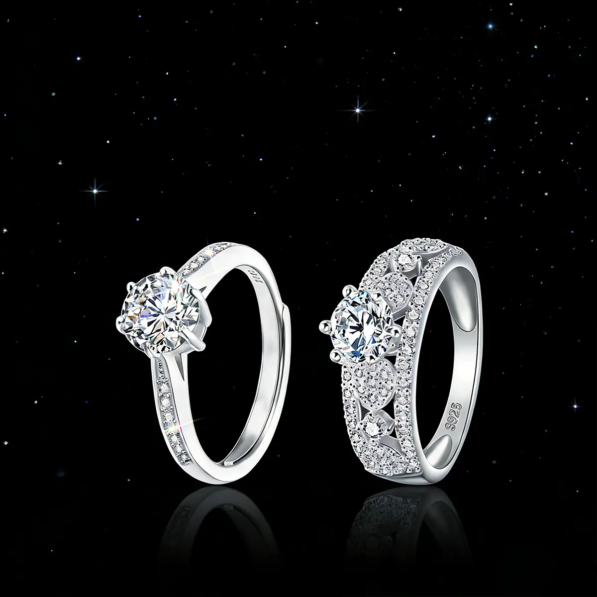 AELNEN 925 Sterling Silver Simulated Diamond Cubic Zirconia Engagement Ring - Fashion Marriage Ring with Meticulous Craftsmanship, Elegant Sparkling Design, Engagement Rings
