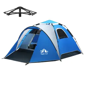 Night Cat Family Camping Tent - 1-Min Hydraulic Instant Setup, Double-Layer Waterproof Canopy, Detachable Porch, Windproof Portable, Spacious for 2-3 People, Ideal for Family Camping & Pet-Friendly Outings, Fathers Day Gift Idea, Tents for Camping