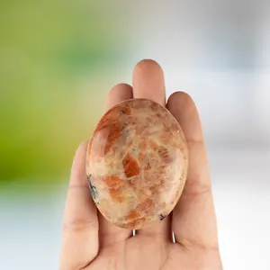 Sunstone Palm Stone, Polished Crystal Stone for Chakra Balancing, Meditation, Spiritual and Crystal Gift