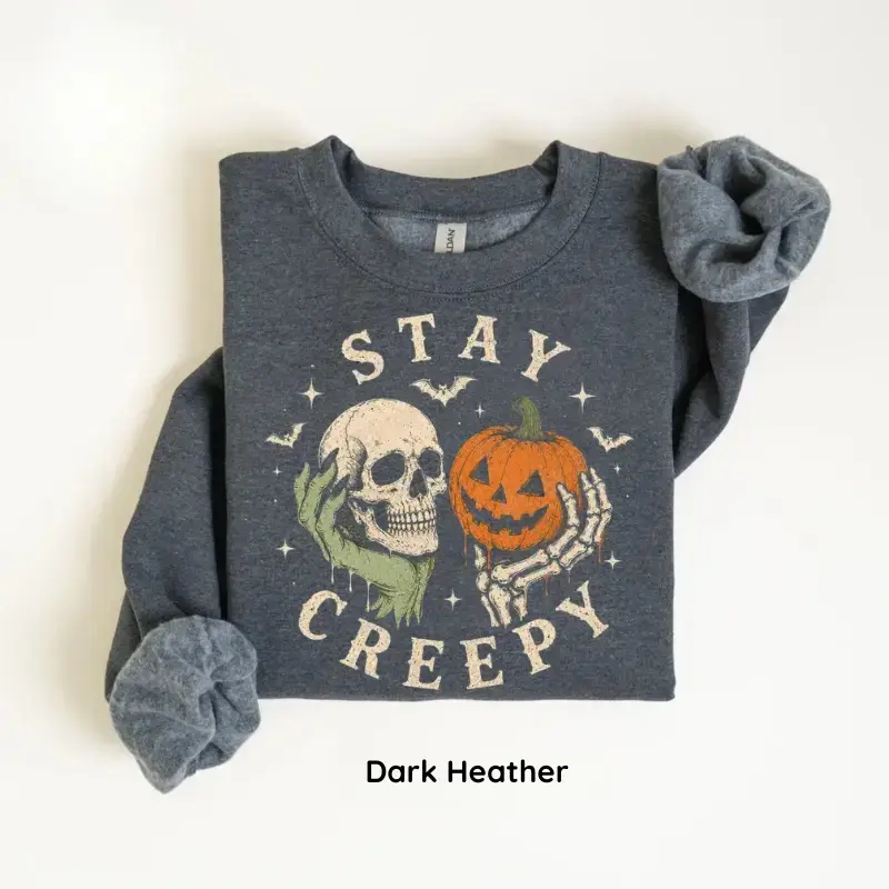 Stay Creepy Sweatshirt, Retro Dripping Skeleton Halloween Crewneck, Pumpkin Spooky Graphic Sweater, Gothic Horror Pullover, Grunge Fall Gift