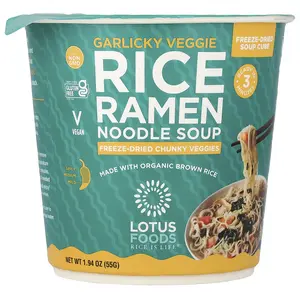 Lotus Foods Rice Ramen Noodle Soup, Garlicky Veggie, 1.94 oz (55 g)