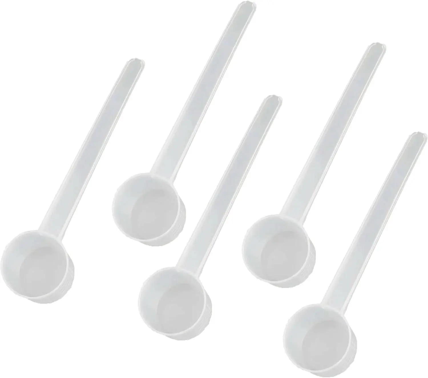 5-Pack Clear Plastic Measuring Scoops, 10ml/5g Long Handle Measuring Spoon, Food-Grade PP Reusable Scoop for Protein Powder, Supplements, Coffee, Granola & Dry Ingredients