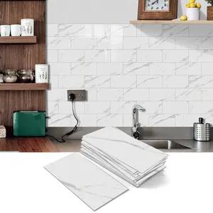 16/32pcs Upgrad Marble Stickers - 4x8 Inch Self-Adhesive Waterproof Tiles, Splash & Stain Resistant, For Fireplace Surround, Washer And Countertops​​