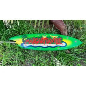 Margaritaville Tropical Surfboard Wall Plaque Mango Wood  39"x 10"