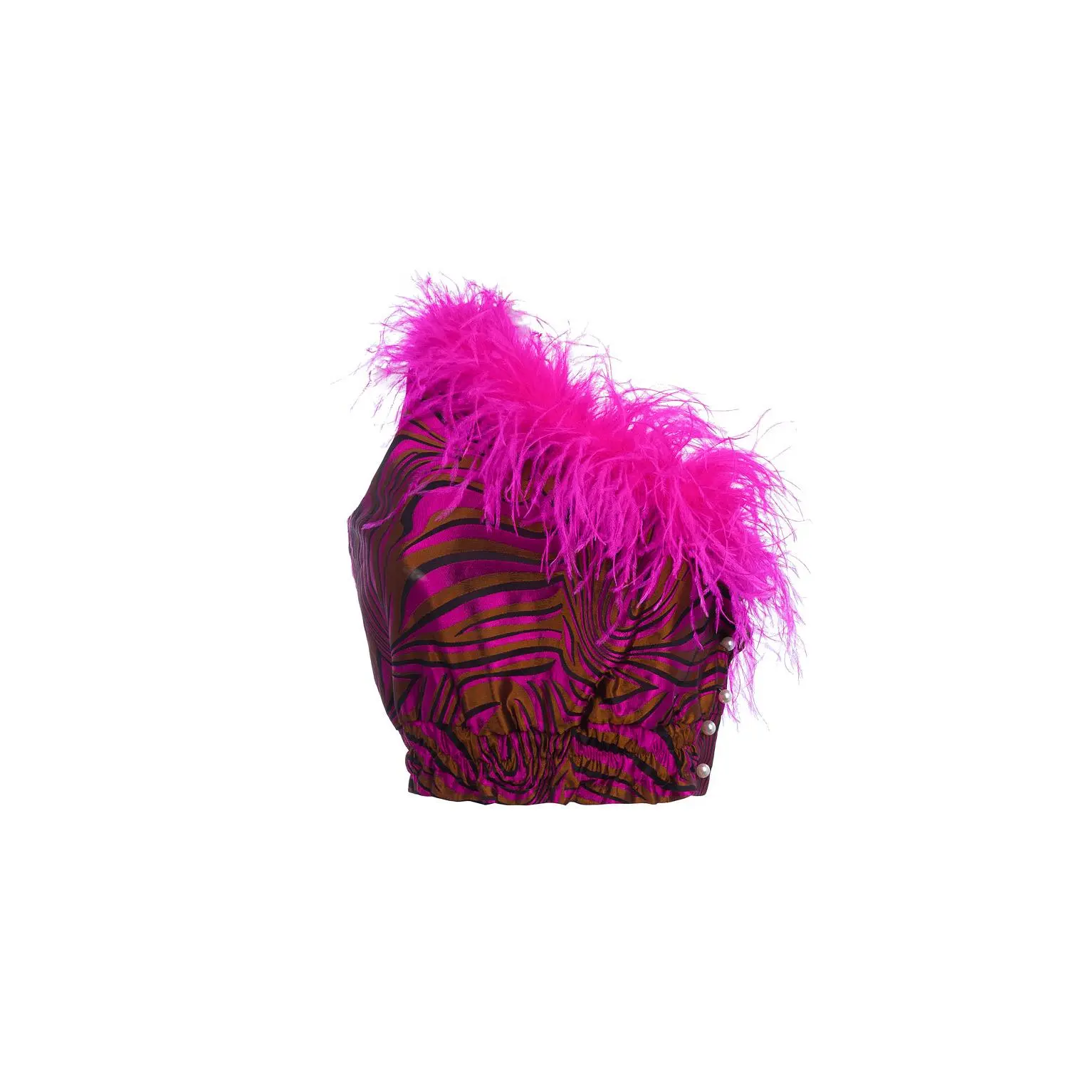 Raspberry Marilyn Top With Feathers Details