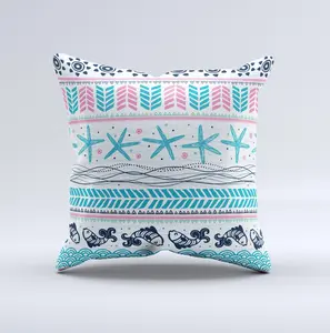 The Jumping Fish Repeating Pattern Ink-Fuzed Decorative Throw Pillow All Seasons Handmade Poly Cotton Cloth Insert Non Allergenic Machine Washable