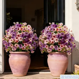 1Pc 45cm Artificial Morning Glory Topiary Ball, Faux Purple Petunia Hanging Flower Bush, Fake UV Resistant Outdoor Garden Porch Patio Decor Plants, Vase Not Included