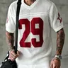 Men's Summer Sport Style Knit Sweater, Casual Streetwear Pullover, V Neck Breathable Hollow Out Digital Star Pattern, Loose-Fitting Casual Wear for Daily Sports