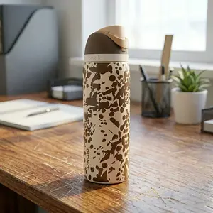 Owala Cowgirl Core Cow Water Bottle, FreeSip Style Stainless Steel Tumbler, Cute Western Cow Print Hydration Bottle, Reusable Leakproof Straw Cup, Summer Travel Drinkware, Gift for Her Inspired by Owala FreeSip 32 oz Water Bottle