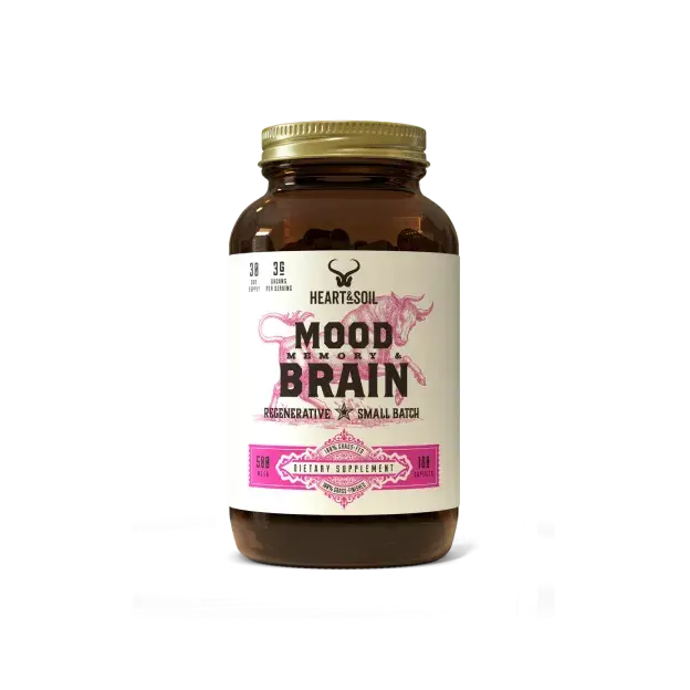 Heart & Soil Mood, Memory & Brain | Whole Food Cognitive Wellness Supplement with Grass-Fed Beef Organs