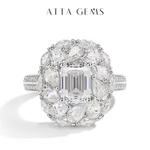 Luxury Design Octagon Cut 2CT Sparkling Synthetic Moissanite ring D Color VVS1  Anniversary Gift R144