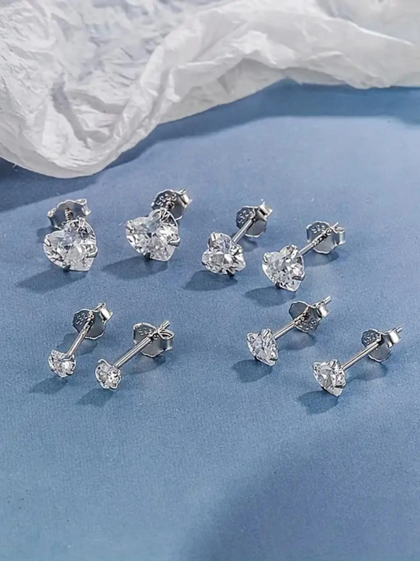 S925 Sterling Silver Heart Shaped Rhinestone Decorated Earrings, Elegant Simple Style Fashion Women's Gift, Trendy All-match & Exquisite Jewelry for B