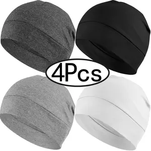 4Pcs Men Women Hats Lightweight Knit Caps, Knitted Hat, Sleep Cap Breathable Inner Lining Breathable Interior Comfortable Headwear Suitable for Daily Use Outdoor Sports