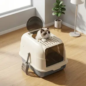 Large Cat Litter Box , Anti-Splash Full Enclosure Design, Odor Control, Ideal for Kittens & Cats