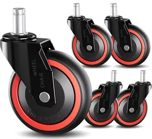 Office Chair Wheels 3 Inch Hard PA Wheels Chair Casters, Duty Quiet No Scratch Gaming Chair Wheel for Carpet, Set of 5,/Not for 1KEA//Tangle-Free
