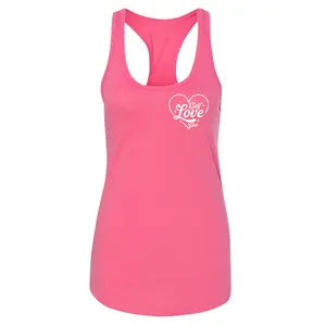 Women's Sleeveless Racerback Top - Self Love Club Design, Rose Quartz Infused Ink Print, Polyester-Cotton Fabric