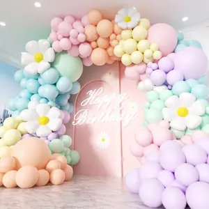 Daisy Pastel Balloon Garland Kit 171 count Pastel Macaron Balloon Arch Kit with Daisy Flower Balloons for Birthday  Shower Boho Mothers Day Spring Daisy Floral Theme Party Decorations