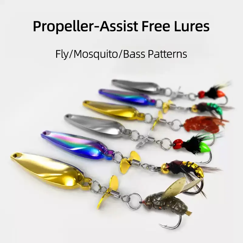 Spinnerbait Fishing Lures Kit with​ 3D Realistic Propeller Blade, Metal Freshwater Baits, Bass Fishing Gear & Tackle for Lakes