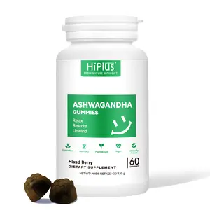 HiPlus Ashwagandha & Vitamin D Gummies – Mixed Berry Flavor, Plant-Based, Vegan, Non-GMO, Gluten-Free, Gelatin-Free – Supports Stress Relief, Mood & Immune Health – 60 Gummies