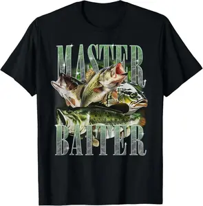Master Baiter Bass Fishing Fisher Papa Dad Happy Fathers Day T-Shirt