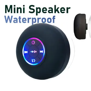 IPX4 Portable Bluetooth Speaker - Wireless Speaker with LED Light, Free Suction Cup, and Compatible with Phones, Tablets & Computers
