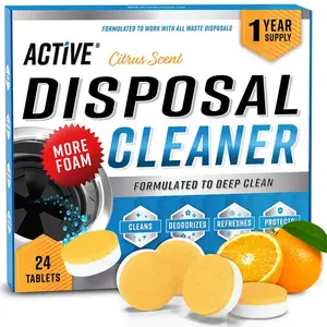 Garbage Disposal Cleaner Deodorizer Tablets, 24 Pack XL Foaming Tablets, Fresh Citrus Foam Sink Freshener, Natural Odor Eliminator for Kitchen Disposer