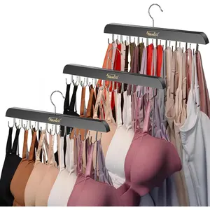 3 Pack Space Saving Tank Top Hangers, Bra Hangers for Closet Organizer, Space Saving Storage Organizers for Dorm & Apartment (Black)
