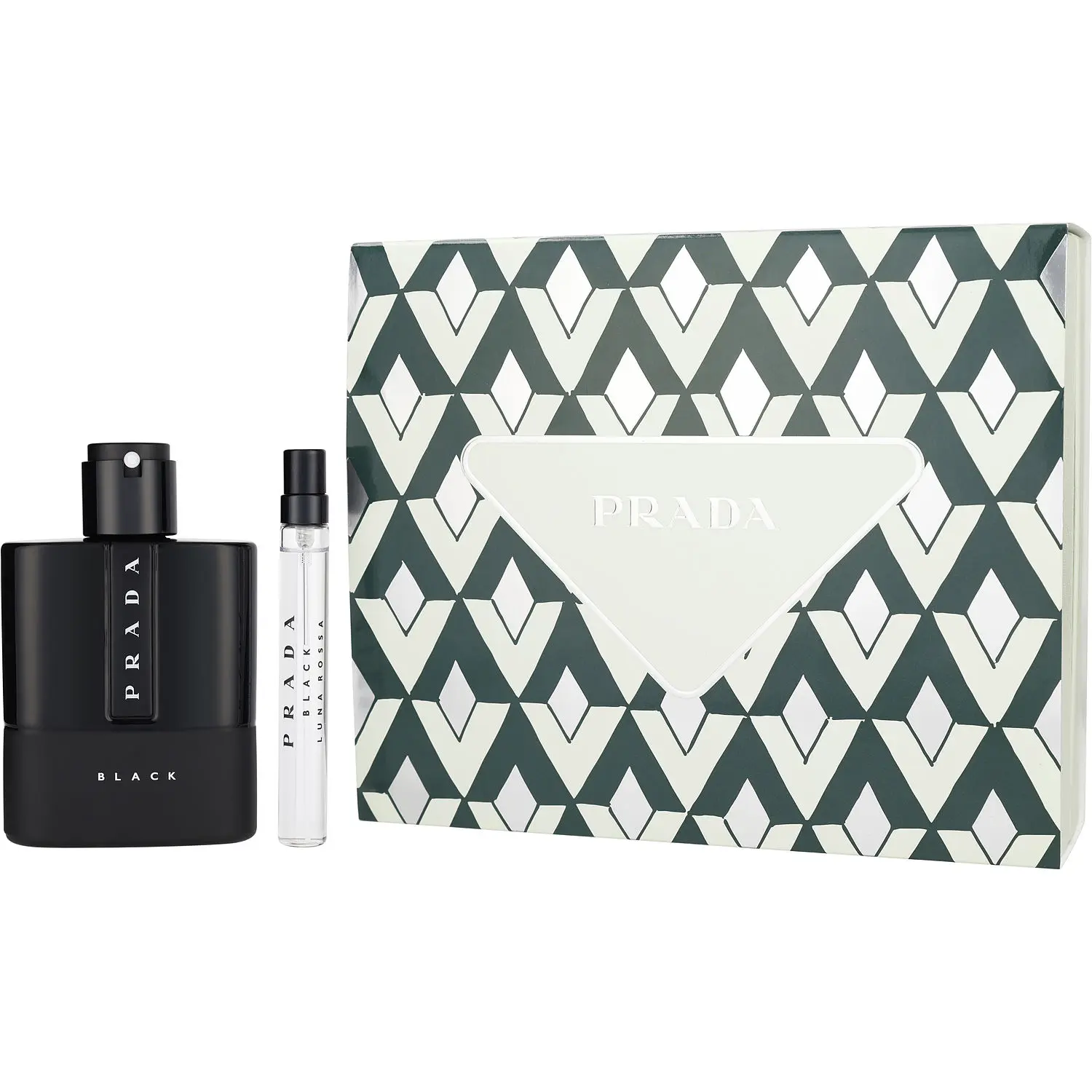 Prada Luna Rossa Black Set-Eau De Parfum Spray 3.4 Oz & Eau De Parfum Spray 0.33 Oz Mini For Men