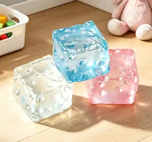 [3-pack] Trending Ice Cube Squishy Stress Ball | Non-Toxic, Reusable Squeeze Toy for Anxiety Relief, ADHD, ASMR, & Desk Fidget Fun - Viral TikTok